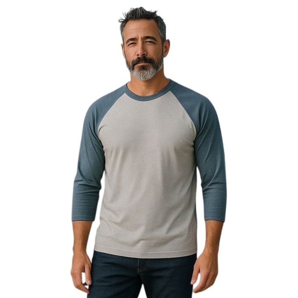 J. Crew Men's Raglan Performance Tee Size Large Green & Gray Stretch Jersey NWOT